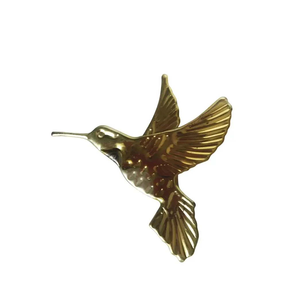 Vintage Set of 3 Tin Hummingbirds Gold Home Interiors Gold Metal 80s 70s